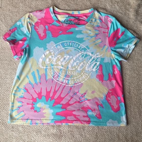 The official Coca Cola classic tye die crop top oversized small - Picture 1 of 4